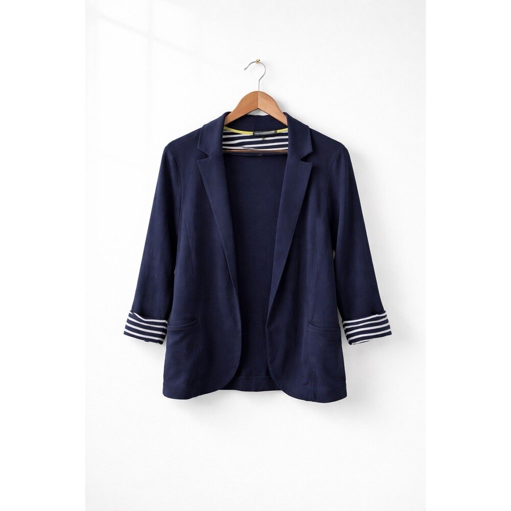 Gibson Navy Knit Blazer Cardigan Womens Medium Open Front Stretch Career